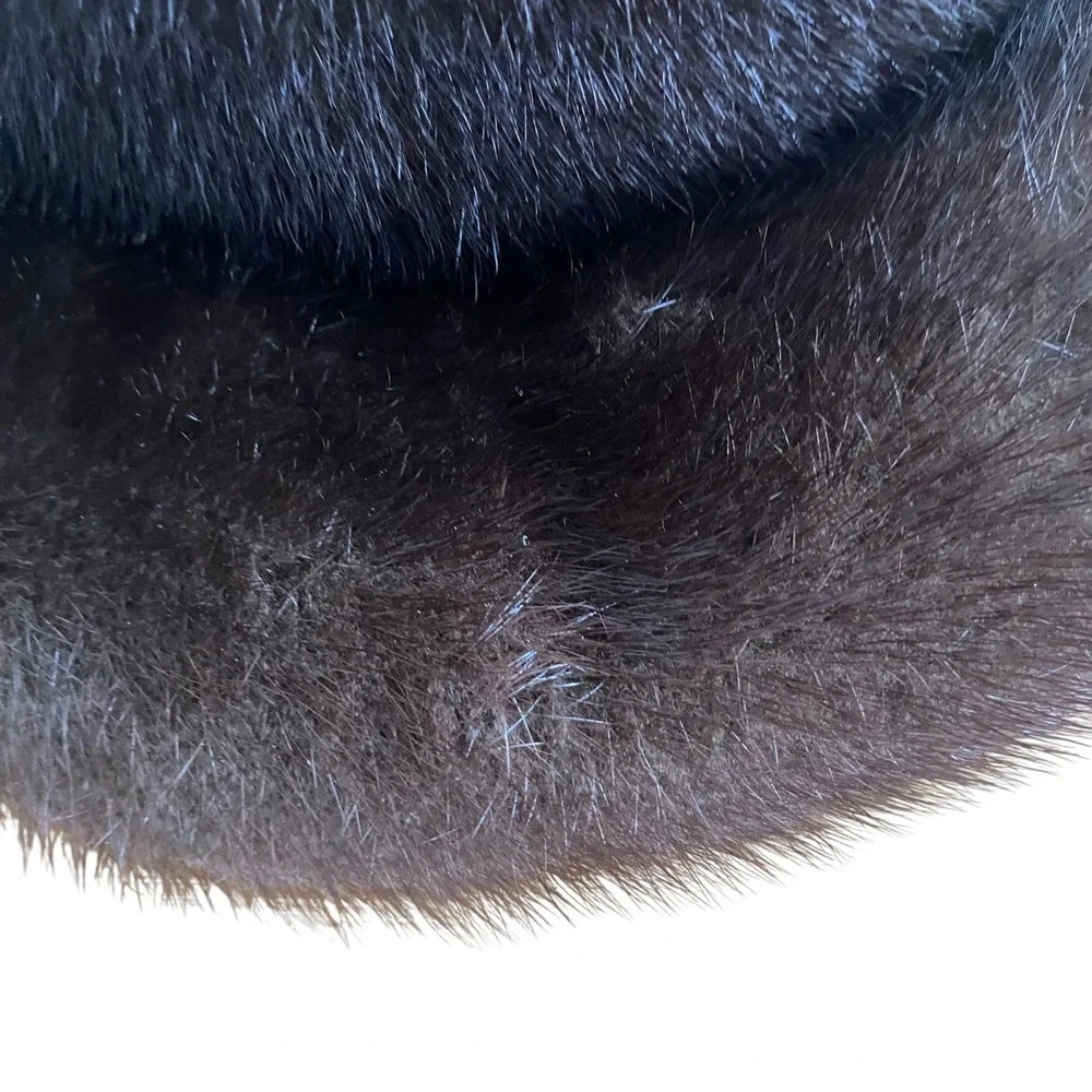 Vintage Evans Chicago‎ Brimmed Mink Fur Cloche Hat Glossy Mahogany Brown MCMLUXE